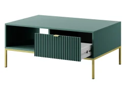 Mesa De Centro| Mesa de centro: labrador, dourado, 104 x 46 x 68 cm, puxadores dourados Verde
