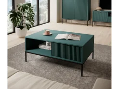 Mesa De Centro| Mesa de centro: labrador, Preto, 104 x 46 x 68 cm, puxadores Pretos Verde