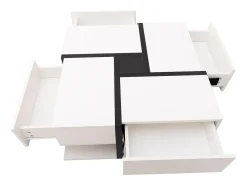 Mesa De Centro|Hauss Spole Mesa de centro lacada de alto brilho com 4 gavetas - Madeira PB - Branca e preta Branco