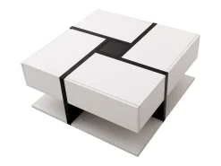 Mesa De Centro|Hauss Spole Mesa de centro lacada de alto brilho com 4 gavetas - Madeira PB - Branca e preta Branco