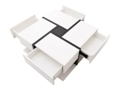Mesa De Centro|Hauss Spole Mesa de centro lacada de alto brilho com 4 gavetas - Madeira PB - Branca e preta Branco
