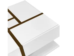 Clearance Hauss Spole Mesa de centro lacada de alto brilho com 4 gavetas - Branca e madeira 78 x 78 x 36 cm Branco