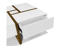 Clearance Hauss Spole Mesa de centro lacada de alto brilho com 4 gavetas - Branca e madeira 78 x 78 x 36 cm Branco