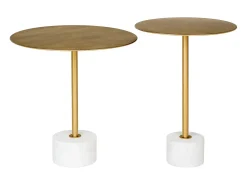 Mesa de Centro Lecco, Latão, 41x41x58 cm, Kendra Home^ Mesa De Apoio
