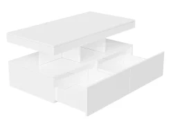 Mesa De Centro* Mesa de centro LED moderna, brilhante, com armazenamento, 2 gavetas, 104x54x46 cm, branca Branco