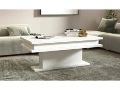 Mesa De Centro|Dmora Mesa de centro Leon, Mesa de centro baixa, Porta-revistas, 100% Fabricado na Itália, 100x55h42 cm, brilhante Branco