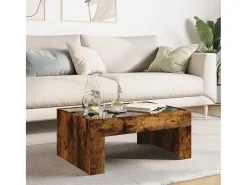 Hot vidaxl Mesa de centro luzes LED Infinity 70x50x30 cm carvalho fumado Natural claro