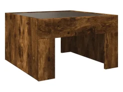 Mesa De Centro*vidaxl Mesa de centro luzes LED Infinity 50x50x30 cm carvalho fumado Natural claro