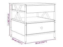 vidaxl Mesa de centro luzes LED Infinity 50x50x51 cm carvalho fumado^ Mesa De Centro