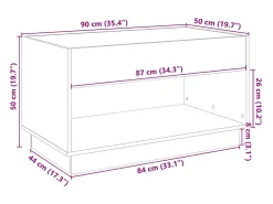 vidaxl Mesa de centro luzes LED Infinity 90x50x50 cm cimento^ Mesa De Centro