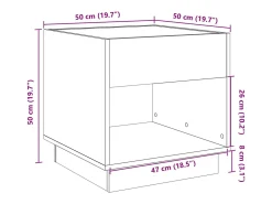 Mesa De Centro*vidaxl Mesa de centro luzes LED Infinity 50x50x50 cm cimento Cinzento
