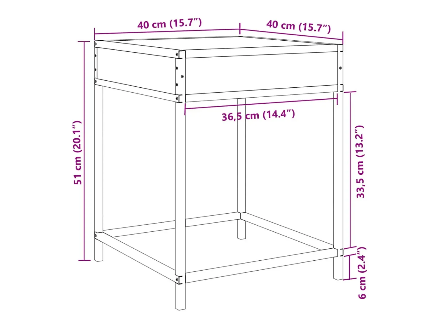 vidaxl Mesa de centro luzes LED Infinity 40x40x51 cm sonoma^ Mesa De Centro