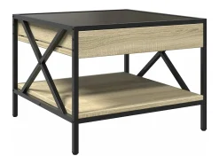 Online vidaxl Mesa de centro luzes LED Infinity 50x50x38 cm carvalho sonoma Natural claro