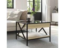 Online vidaxl Mesa de centro luzes LED Infinity 50x50x38 cm carvalho sonoma Natural claro