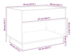 Mesa De Centro*vidaxl Mesa de centro luzes LED Infinity 70x50x50 cm carvalho fumado Natural claro