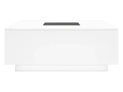 Clearance vidaxl Mesa de centro luzes LED Infinity 100x100x40 cm Branco