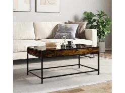 Discount vidaxl Mesa de centro luzes LED Infinity 90x50x41 cm carvalho fumado Natural claro