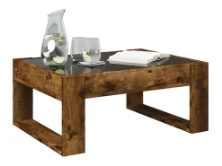 Mesa De Centro|vidaxl Mesa de centro luzes LED Infinity 70x53x30 cm carvalho fumado Natural claro