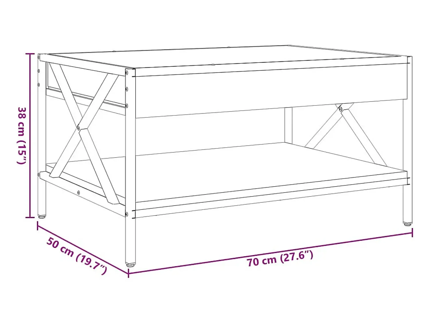vidaxl Mesa de centro luzes LED Infinity 70x50x38 cm carvalho sonoma^ Mesa De Centro