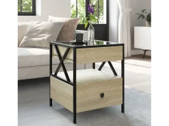 Mesa De Centro*vidaxl Mesa de centro luzes LED Infinity 40x40x51 cm carvalho sonoma Natural claro