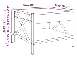 Mesa De Centro*vidaxl Mesa de centro luzes LED Infinity 50x50x38 cm carvalho fumado Natural claro