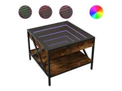 Mesa De Centro*vidaxl Mesa de centro luzes LED Infinity 50x50x38 cm carvalho fumado Natural claro