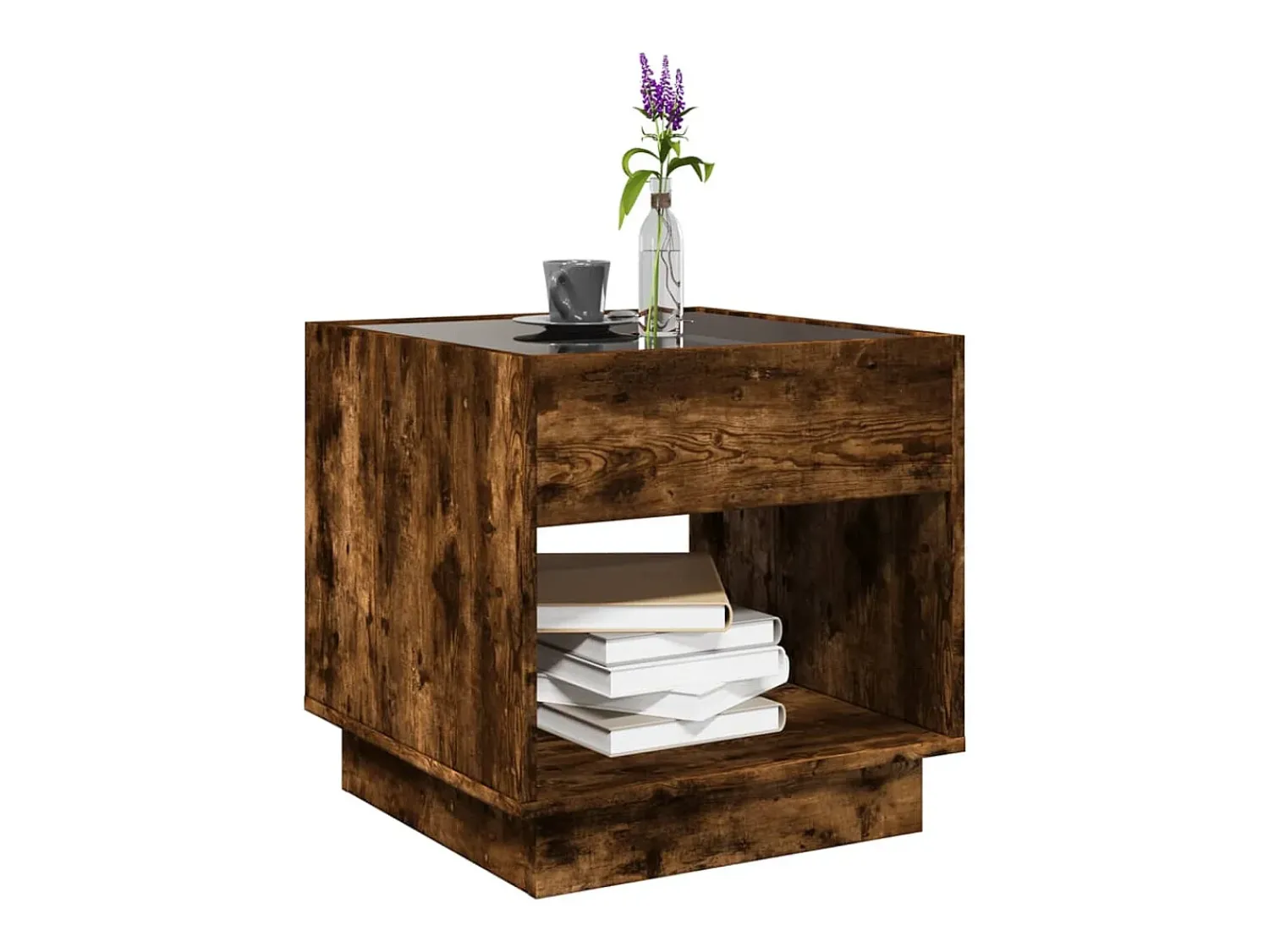 Mesa De Centro|vidaxl Mesa de centro luzes LED Infinity 50x50x50 cm carvalho fumado Natural claro