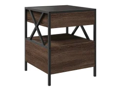 vidaxl Mesa de centro luzes LED Infinity 40x40x51 cm carvalho castanho^ Mesa De Centro