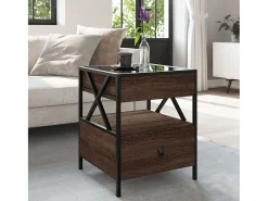 vidaxl Mesa de centro luzes LED Infinity 40x40x51 cm carvalho castanho^ Mesa De Centro