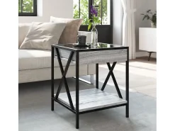 Sale vidaxl Mesa de centro luzes LED Infinity 40x40x49 cm sonoma Cinzento