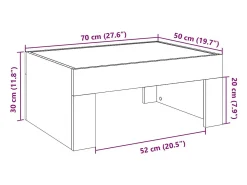 vidaxl Mesa de centro luzes LED Infinity 70x50x30 cm carvalho castanho^ Mesa De Centro