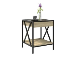 vidaxl Mesa de centro luzes LED Infinity 40x40x49 cm carvalho sonoma^ Mesa De Centro