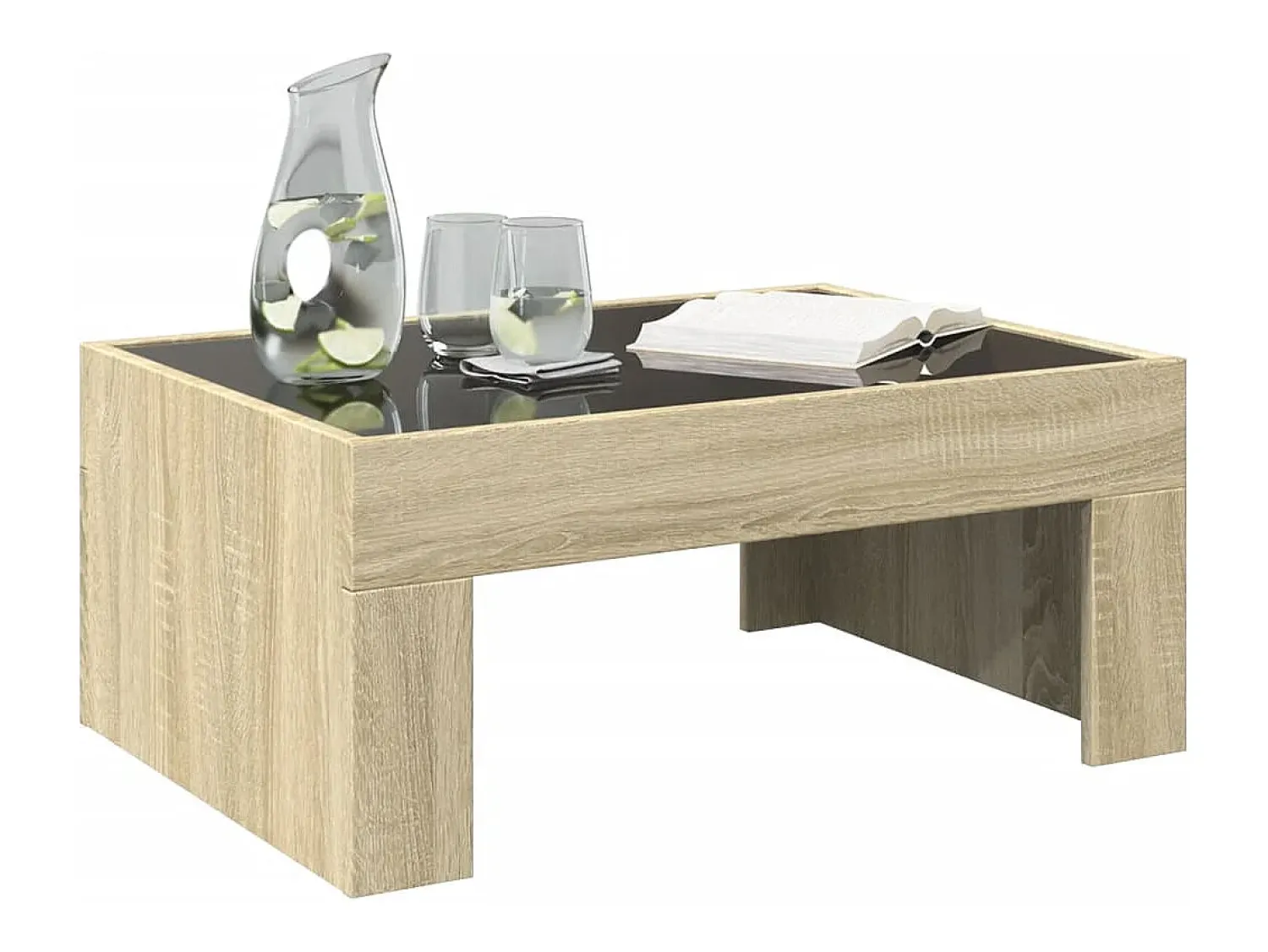 Hot vidaxl Mesa de centro luzes LED Infinity 70x50x30 cm carvalho sonoma Natural claro