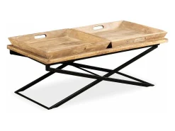 Mesa De Centro| Mesa de centro madeira de mangueira maciça 110x55x42 cm PT420519 Castanho