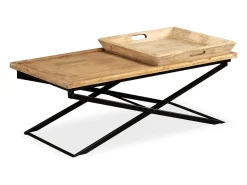 Mesa De Centro| Mesa de centro madeira de mangueira maciça 110x55x42 cm PT420519 Castanho