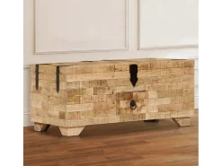 Mesa De Centro*vidaxl Mesa de centro madeira de mangueira maciça 80x40x35 cm Natural claro