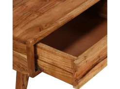 Mesa de centro madeira maciça com gaveta esculpida 100x50x40 cm PT645087^ Mesa De Centro