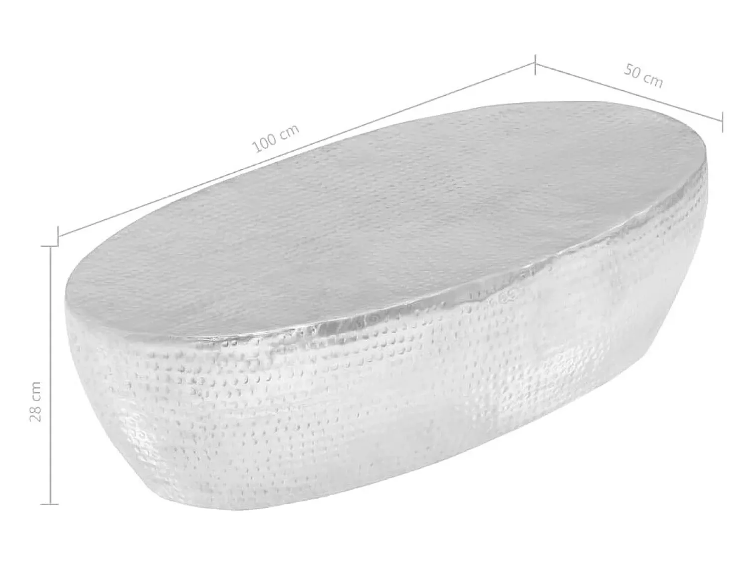 Mesa De Centro|vidaxl Mesa de centro martelada 100x50x28 cm Prateado