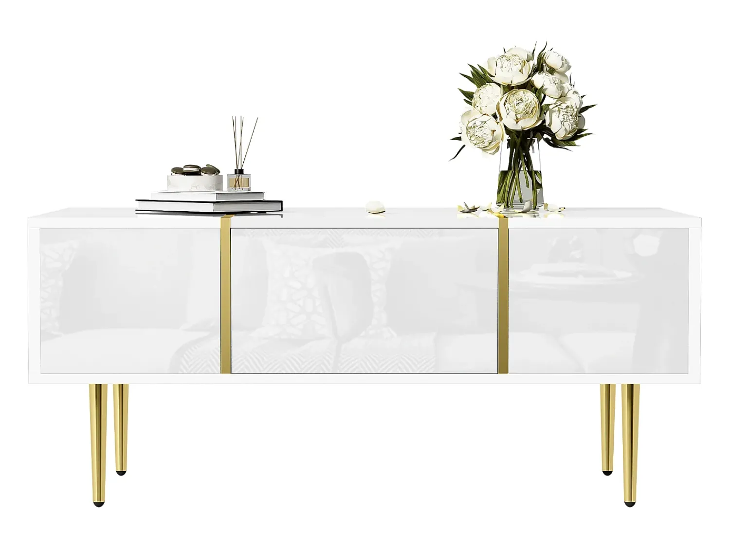 ModernLuxe Mesa de centro moderna - 2 gavetas - MDF -^ Mesa De Centro