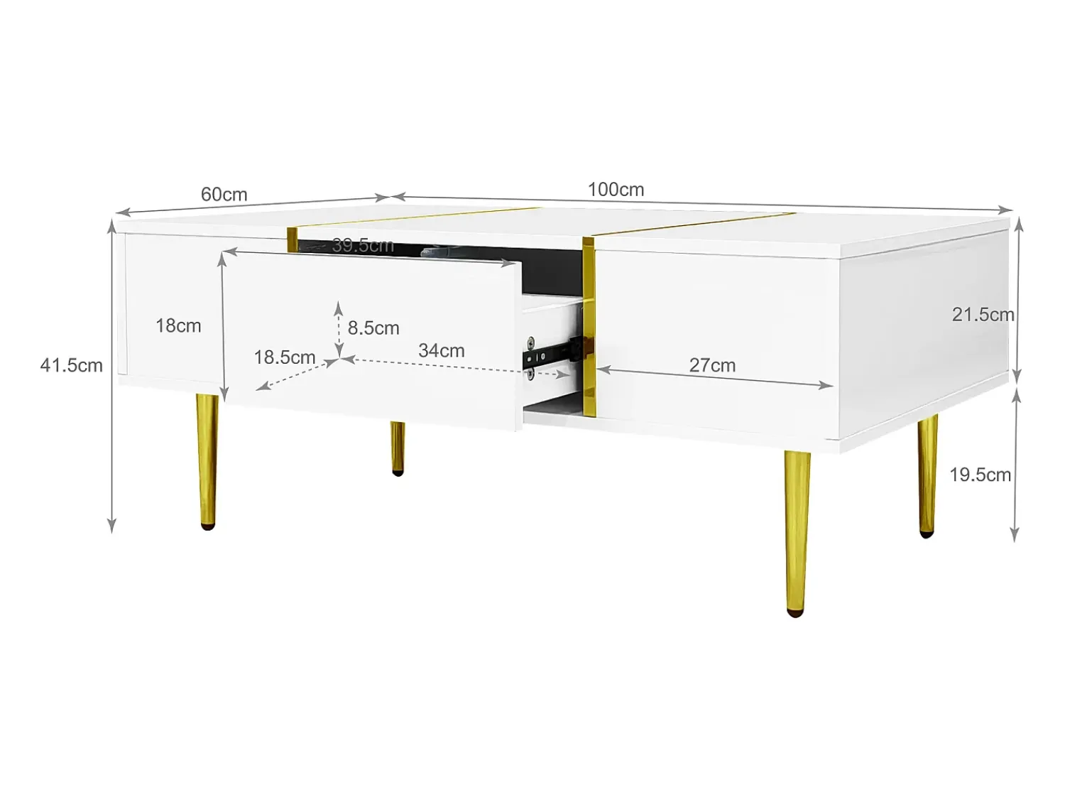 ModernLuxe Mesa de centro moderna - 2 gavetas - MDF -^ Mesa De Centro