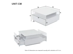 ModernLuxe Mesa de centro moderna - com 2 gavetas + compartimentos em vidro -^ Mesa De Centro