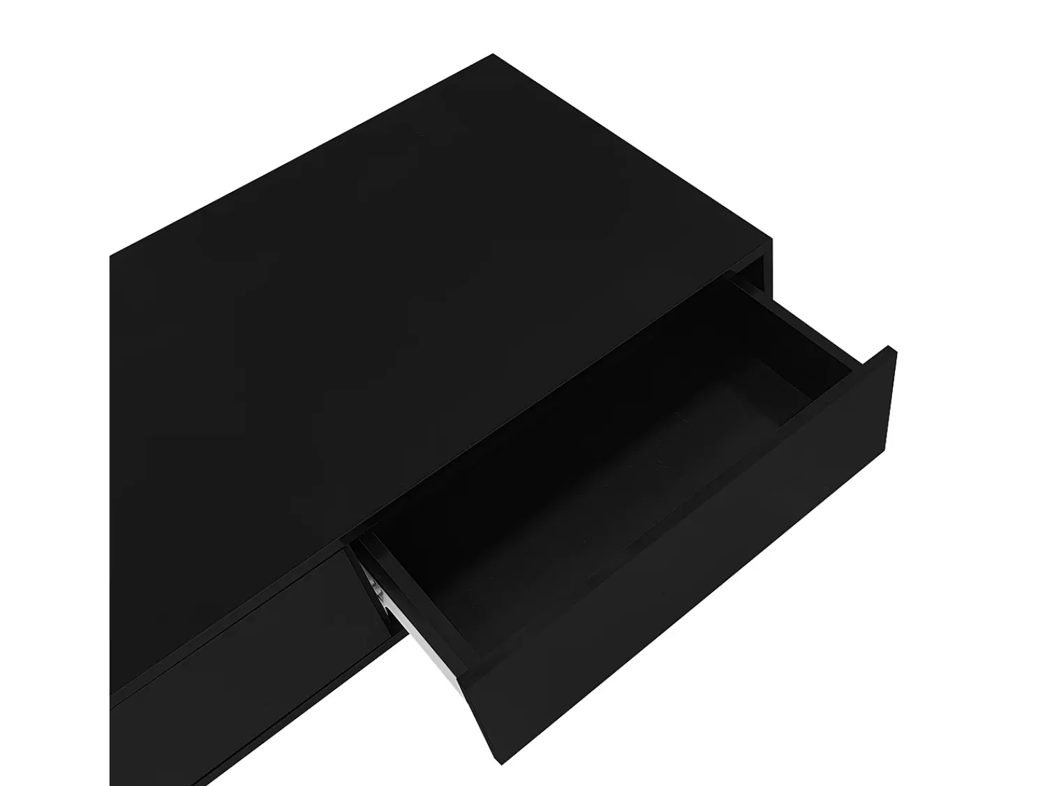 Mesa De Centro* Mesa de Centro Moderna Brilhante - Mesa de Centro com 2 Gavetas e Iluminação LED - Preto