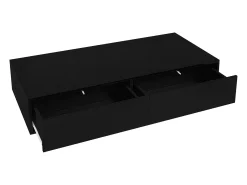 Mesa De Centro* Mesa de Centro Moderna Brilhante - Mesa de Centro com 2 Gavetas e Iluminação LED - Preto