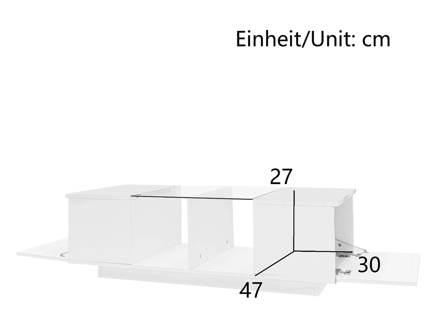 Mesa De Centro* Mesa de centro moderna branca com iluminação LED, duas portas de armário e amplo espaço de armazenamento. Branco