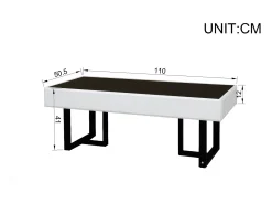 Mesa De Centro|Merax Mesa de centro moderna clássica - 110 x 50,5 x 41 cm - mesa para sala de estar - tampo brilhante - MDF + aglomerado - branco + Preto
