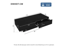Mesa De Centro|Hauss Spole Mesa de centro moderna com acabamento lacado brilhante, iluminação LED e 2 gavetas - Preta Preto