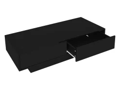 Mesa De Centro|Hauss Spole Mesa de centro moderna com acabamento lacado brilhante, iluminação LED e 2 gavetas - Preta Preto