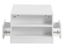 New Merax Mesa de centro moderna com acabamento laqueado brilhante - 95 x 53 x 37 cm - com 2 gavetas + 2 prateleiras - aglomerado - branca Branco