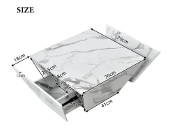 Sale Hauss Spole Mesa de centro moderna com 2 gavetas em folheado de mármore , formato trapezoidal Branco