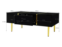 Mesa De Centro|Merax Mesa de centro moderna com 2 gavetas - 100 C x 60 L x 41,5 A cm - Madeira MDF - brilhante Preto